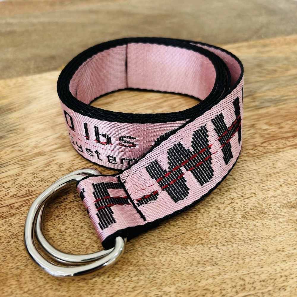 Off White Pink Industrial D-Ring Belt Tow Strap Overall Length 53"